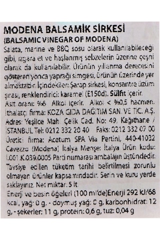 Acetum Aceto Modena Balsamik Sirkesi 5 L