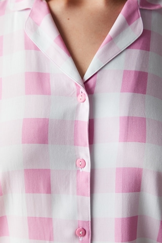 Penti Gingham Pembe Gömlek Pantolon Pijama Takımı Pembe