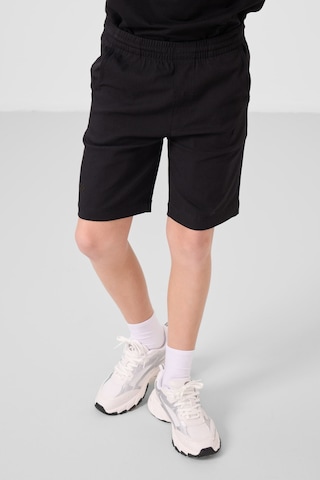 Siyah Pamuklu Oversize Fit Dokuma Hafif Esnek Chino Erkek Çocuk Şort Takım - 11277 Siyah