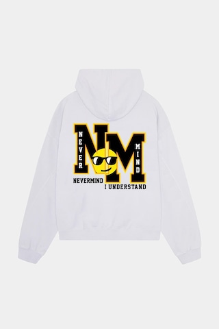 Unisex Kapüşonlu Sweatshirt - Nm Baskılı Oversize Hoodie Beyaz