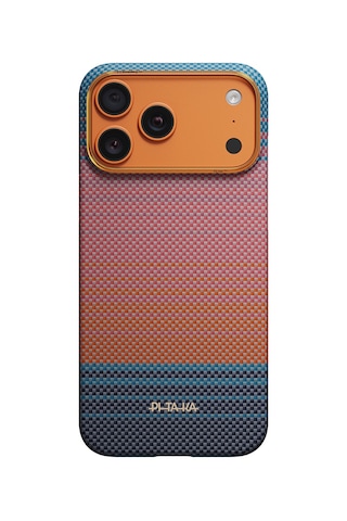 Apple iPhone Uyumlu 17 Pro Kılıf M-safeli Aramid Fiber Pitaka Sunset 2.0 California Dream Seri Kapak Turuncu-mavi Turuncu - Mavi