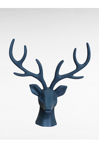 Geyik Heykeli, Büst, Siyah Renk Geyik Obje, Ev Dekoru