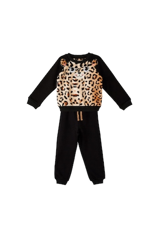 Peluş Leopar Kız Çocuk Kışlık Eşofman Takım