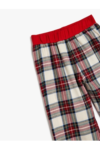 Koton Beli Lastikli Pamuklu Ekoseli Pijama Altı Kırmızı Ekose 5wlk50028mw