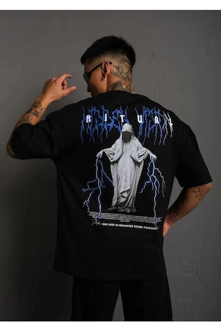 Noıssey Siyah Baskılı Oversize Unisex