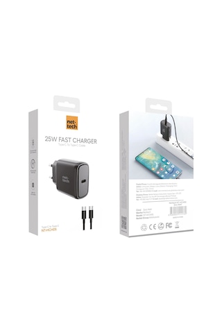 Nettech Nt-hch05 Pd 25w Type-c To Type-c Şarj Aleti Siyah