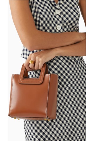 Staud Mini Shirley Tote Bag Kadın Deri Çanta, Şık Ve Çok Yönlü Omuz Çantası Kahverengi