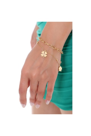 Yonca  Çelik Bileklik Altın Kaplama