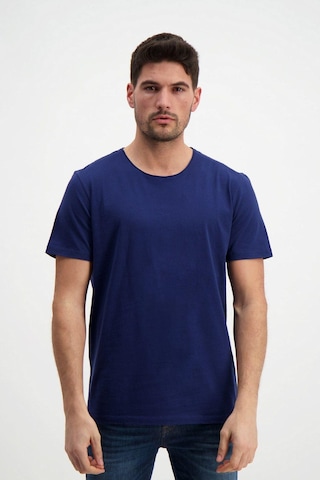 Rich Erkek Yıkamalı Basic T-shirt Tişört %100 Pamuk Tişört Lacivert