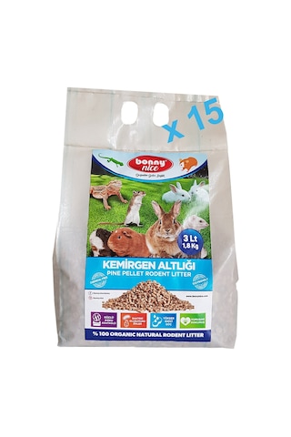 Bonny  Nice Organik Sürüngen Taban Kumu Çam Pellet 1.8 KG 3 L x 15