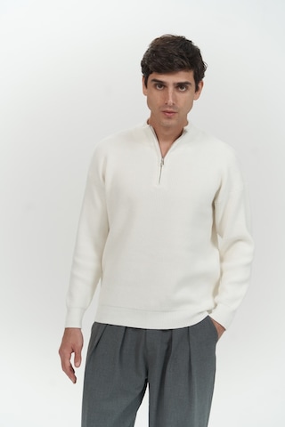 Mathis Ekru Balıkçı Yaka Erkek Triko Kazak Ekru
