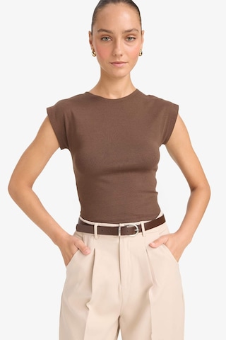 Defacto Slim Fit Dar Kesim Bisiklet Yaka Basic Düz Modal Kısa Kollu Tişört F0685ax25spbn151 Kahve