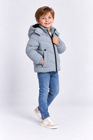 Ahengim Erkek Çocuk Kapüşonlu Şişme Mont Fermuarlı Cep Detaylı Günlük Kışlık Su İtici Çocuk Montu Ak4280 Bebe Mavi