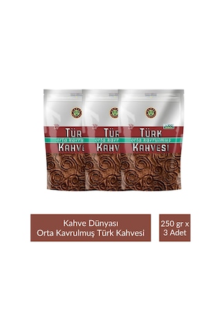 Kahve Dünyası Zıpper Türk Kahvesi Orta Kavrulmuş 250 Gr X 3 Adet Türk Kahvesi