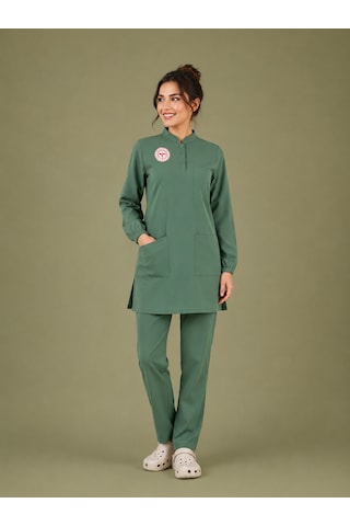 Tesettür Ameliyathane Forması Scrubs Likralı Takım Sağlık Bakanlığı Logolu-frosty Spruce