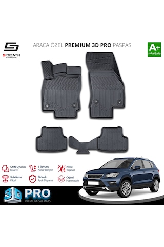 S-dizayn Seat Ateca 3d Pro Havuzlu Paspas 2017-2020 A+ Kalite