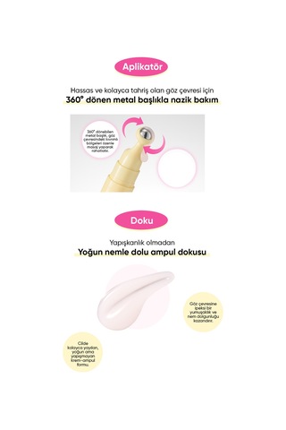 Masaj Başlıklı Küçük Kolajen Moleküllü Göz Çevresi Serumu Collagen Eye Massage Ampoule