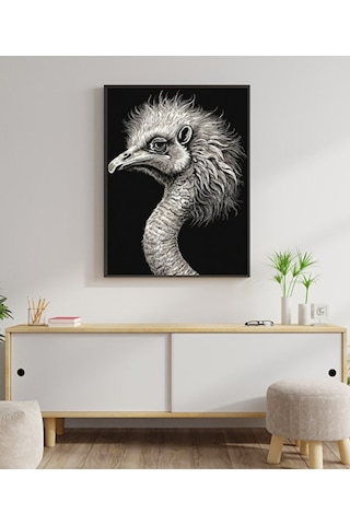 Tablo Ahşap Çerçeveli Tablo Çerçeveli Poster Devekuşu Hayvan Temalı Tablo