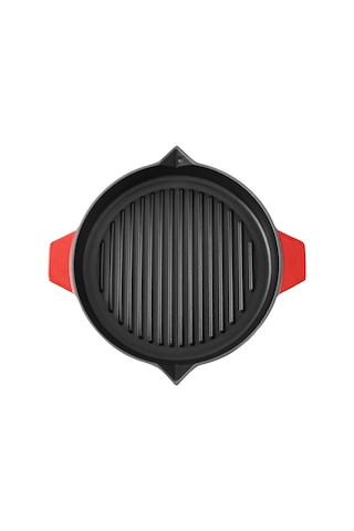 Aryıldız Duo Cast Bombe Grill Tava Kırmızı 30 Cm Renkli