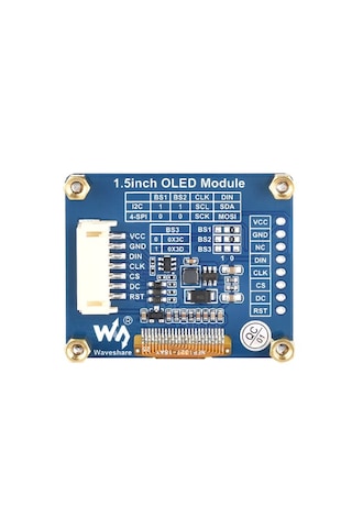 Waveshare 1.5 İnç Oled Ekran - 128x128, 16 Grayscale, Spı/ı2c, 13992