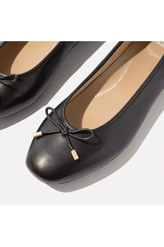 001 Black Babet Kadın Hx8-001 Fitflop Delicato Bow Soft Leather Ballet Flats Black Siyah