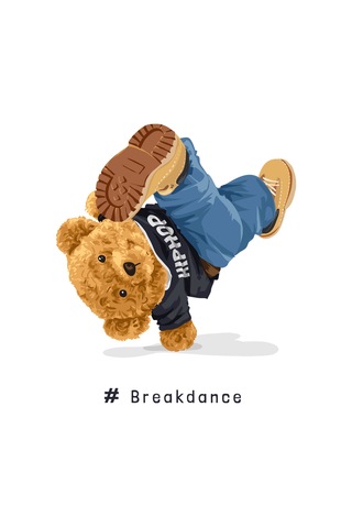 Paybuy Çocuk Breakdance Grafik Baskılı Kısa Kollu Tişört %100 Pamuk Raha Siyah