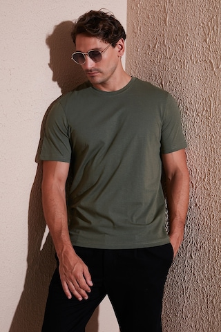 Buratti Pamuklu Regular Fit Bisiklet Yaka Erkek T Shirt 59020204 Haki