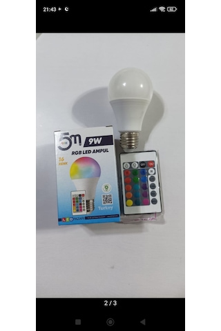 9 Watt Rgb Led Ampul Kumandalı Ve 16 Renk Mevcut