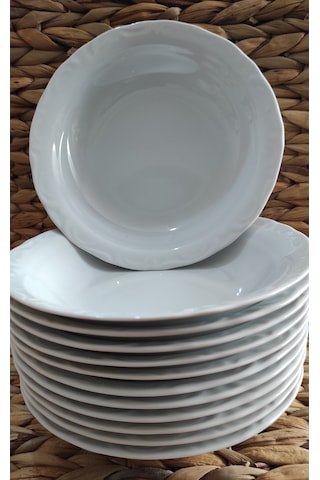 Porland Porselen Anadolu Beyazı 19 Cm Büyük 12 Adet Çukur Tabak