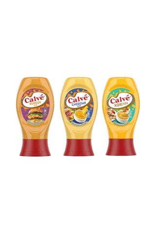 Calve Gurme Sos Seti 3 Lü / Burger - Cheddar - Köri