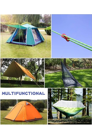 Dofolink 10 Adet 4 Metre 4mm 16 Tel 600d Polipropilen Tente Rengi, Aluminyum Ayarlayıcı, 260kg Yük Taşıma, Reflektif, Taşınabilir Çanta İçerir Siyah