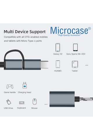 Microcase 2In1 Type C To Micro Usb 3.0 Otg Adaptör - Siyah Al2598