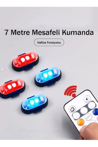 2'li Uzaktan Kumandalı Çakar Led Şarjlı Mini Led Işık Drone Işığı