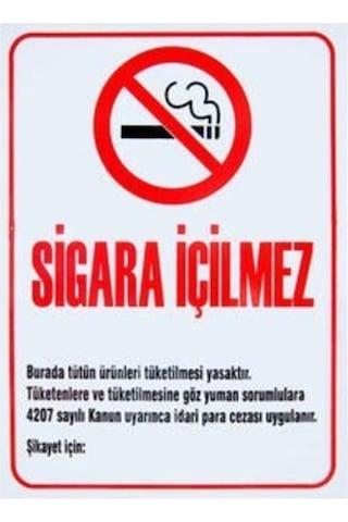 Sigara Içilmez Uyarı Levhası -dekota Üzeri Baskı-35x50 Diğer