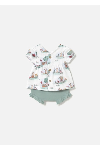 Kız Bebek Tişört Şort Takım Mint 1257 Mint
