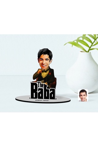 Kişiye Özel Godfather Baba Karikatürlü Ahşap Biblo Model-3