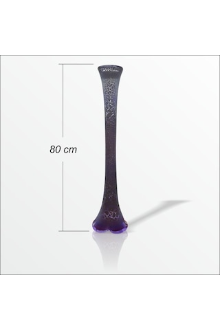 Dengeli 80 Cm Uzun Derin Çatlatma Mor Renkli Su Geçirmez Cam Vazo