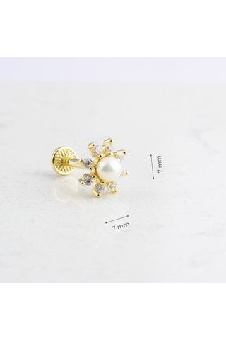 Glorria Altın İnci Tragus Piercing Altın