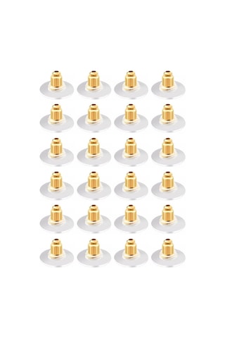 24 Adet Altın Renkli Küpe Tıpası Küpe Arkalığı Plastik Yuvalı Küp Çok Renkli