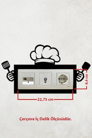 Mutfak Tasarım 3lü Priz Çerçevesi İç Ölçü 22,75x8,4 Cm Üçlü Dekor Priz Çerçeve Mutfak Dekorasyonu