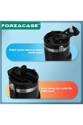 Forzacase 900 Ml Paslanmaz Çelik Pipetli Ve Kilit Kapaklı Kulplu Termos 6 Saat Sıcak/soğuk - Fc1180 Pembe