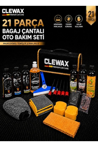 21 Parça Premium Araç, Motorsiklet Yıkama Ve Bakım Seti Bagaj Çantalı