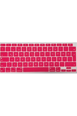 Arabulalaca Apple Uyumlu MacBook Air 13 İnç 2020 A2337 M1 Işlemcili Türkçe Q Silikon Klavye Koruyucu Kırmızı