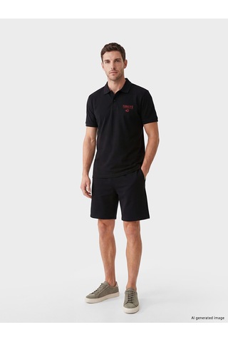 Lcwaıkıkı Classic Siyah Polo Yaka Türkiye Baskılı Erkek Tişört