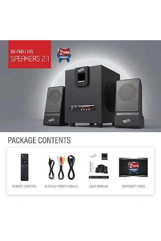 Korax Kx-fm51105 Bluetooth 2+1 Multimedya Ses Sistemi - Fm Radyo / Usb / Sd / Kumandalı
