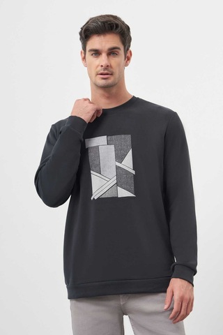 Morven Erkek Siyah Trend Bisiklet Yaka Sweat-shirt 25ks063004001 Siyah Siyah