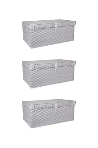 Alas Çok Amaçlı Mega Plus Kutu Gri Çizgili Üçlü 70x40x30 Cm Gri