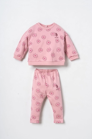 U.S. Polo Assn. Nakışlı Kız Bebek Pembe Uzun Kol Pijama Takım Usb3247-c-v1 Usb3247-c-v1