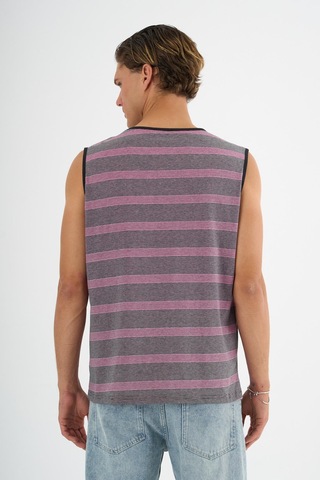Alexander Gardi Bisiklet Yaka Çizgili Kolsuz T-shirt Mor