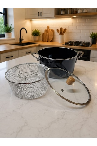 Elis Concept Emaye Kızartma / Yoğurt Tenceresi 22 Cm/3.6lt Siyah
